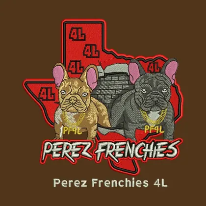 Texas shape French bulldog embroidery logo