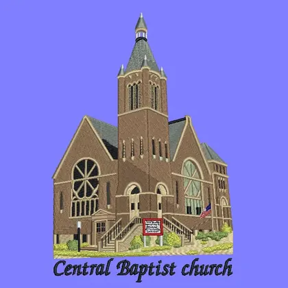 Central Baptist Church building embroidery design