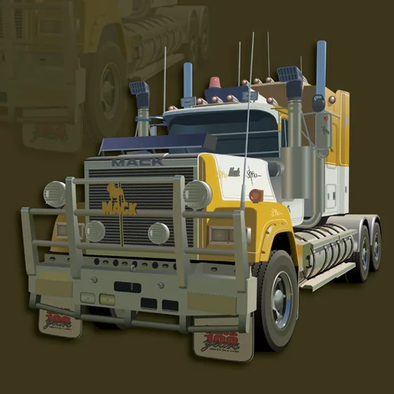 Mack truck illustration converted from a JPEG into a sharp vector